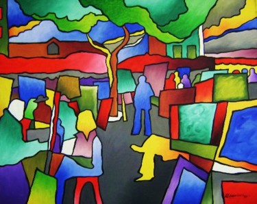 Painting titled "montmartre" by Erwin Esquivel C, Original Artwork, Acrylic