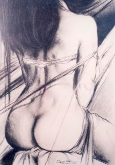 Drawing titled "dorso femenino 2" by Erwin Esquivel C, Original Artwork, Charcoal