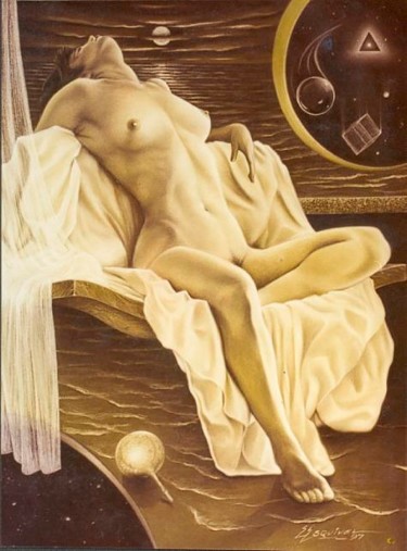 Zeichnungen mit dem Titel "desnudo sideral 3" von Erwin Esquivel C, Original-Kunstwerk, Kreide