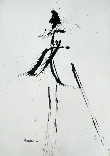 Dessin intitulée "Personaje disfrasado" par Erwin Esquivel C, Œuvre d'art originale, Encre