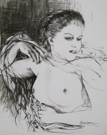 Dessin intitulée "maria" par Erwin Esquivel C, Œuvre d'art originale, Fusain