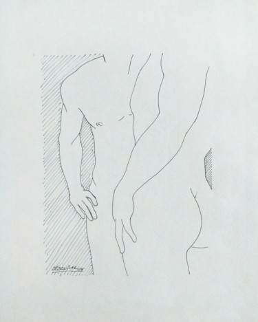 Drawing titled "torso y dorso" by Erwin Esquivel C, Original Artwork, Ink