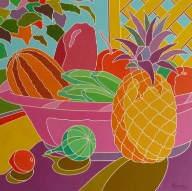 Pintura titulada "Frutero tropical" por Erwin Esquivel C, Obra de arte original, Acrílico
