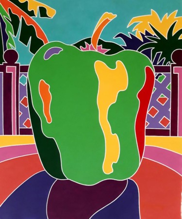 Peinture intitulée "pimenton verde 2" par Erwin Esquivel C, Œuvre d'art originale, Acrylique