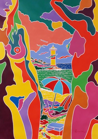 Schilderij getiteld "verano en Treffiagat" door Erwin Esquivel C, Origineel Kunstwerk, Acryl