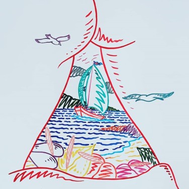 Tekening getiteld "El Triangulo" door Erwin Esquivel C, Origineel Kunstwerk, Acryl