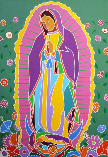 Painting titled "La Virgen de Guadal…" by Erwin Esquivel C, Original Artwork, Acrylic