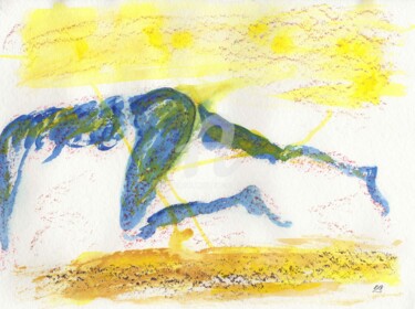 Malerei mit dem Titel "Extended legs" von Erwin Bruegger, Original-Kunstwerk, Aquarell