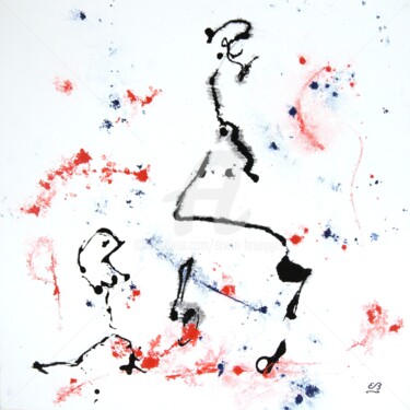 Painting titled "Looking legs" by Erwin Bruegger, Original Artwork, Enamel Mounted on Wood Stretcher frame