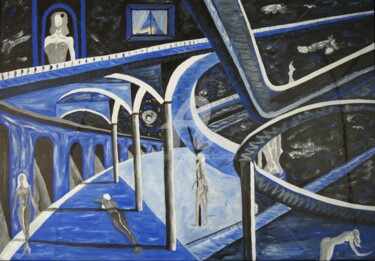 Painting titled "Transit" by Erwin Bruegger, Original Artwork, Acrylic Mounted on Wood Stretcher frame