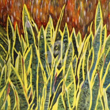 Schilderij getiteld "Schwerterwald" door Erwin Bruegger, Origineel Kunstwerk, Acryl Gemonteerd op Frame voor houten brancard