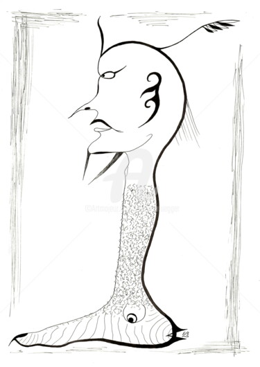 Disegno intitolato "The footman" da Erwin Bruegger, Opera d'arte originale, Biro