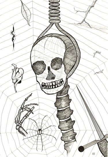图画 标题为“Death” 由Erwin Bruegger, 原创艺术品, 圆珠笔