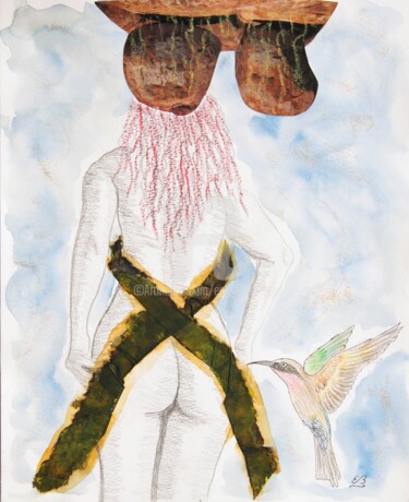 Dessin intitulée "Rotkehlspint" par Erwin Bruegger, Œuvre d'art originale, Crayon
