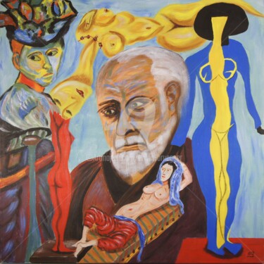 Painting titled "Odaliske (H.Matisse)" by Erwin Bruegger, Original Artwork, Acrylic Mounted on Wood Stretcher frame