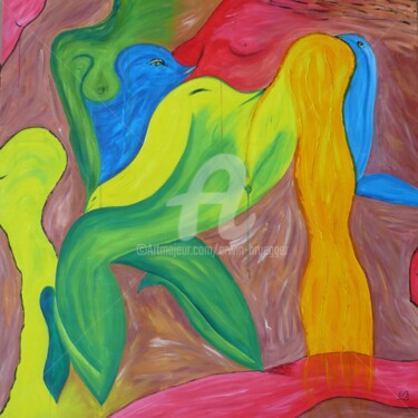Painting titled "One too many figures" by Erwin Bruegger, Original Artwork, Acrylic Mounted on Wood Stretcher frame