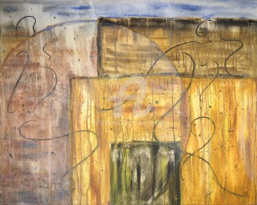 Картина под названием "In front of the sto…" - Erwin Bruegger, Подлинное произведение искусства, Акрил Установлен на Деревян…