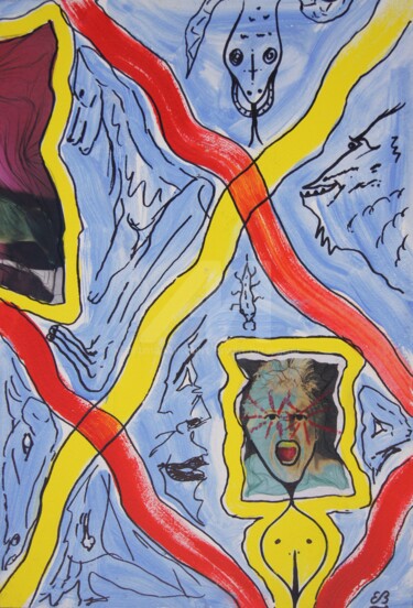 Afraid Collages intitulée "Afraid" par Erwin Bruegger, Œuvre d'art originale, Acrylique