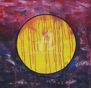 Painting titled "Bloody sunset" by Erwin Bruegger, Original Artwork, Acrylic Mounted on Wood Stretcher frame