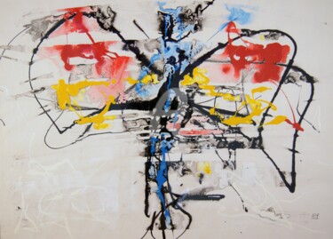 Painting titled "Trying to fly" by Erwin Bruegger, Original Artwork, Enamel