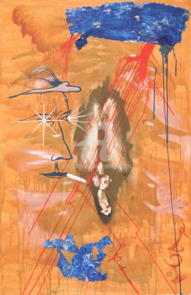 Malerei mit dem Titel "Les demons de l'enf…" von Erwin Bruegger, Original-Kunstwerk, Acryl Auf Keilrahmen aus Holz montiert