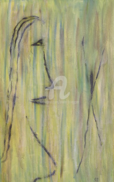 Malerei mit dem Titel "Miss Greeny" von Erwin Bruegger, Original-Kunstwerk, Acryl Auf Keilrahmen aus Holz montiert