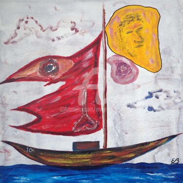 Malerei mit dem Titel "Das Boot" von Erwin Bruegger, Original-Kunstwerk, Acryl