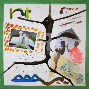 Collagen mit dem Titel "L'ombrello V" von Erwin Bruegger, Original-Kunstwerk, Collagen