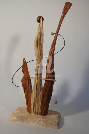 Sculpture titled "Halleluja, Hilfesch…" by Erwin Bruegger, Original Artwork, Wood