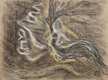 Zeichnungen mit dem Titel "Die Windsbraut" von Erwin Bruegger, Original-Kunstwerk, Pastell