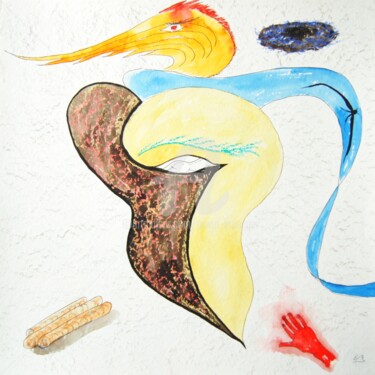 Картина под названием "The bird" - Erwin Bruegger, Подлинное произведение искусства, Акварель