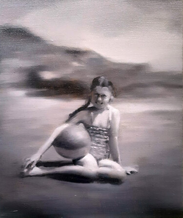 Pintura titulada "Beach ball" por Erwin Van Kreij, Obra de arte original, Oleo Montado en Bastidor de camilla de madera