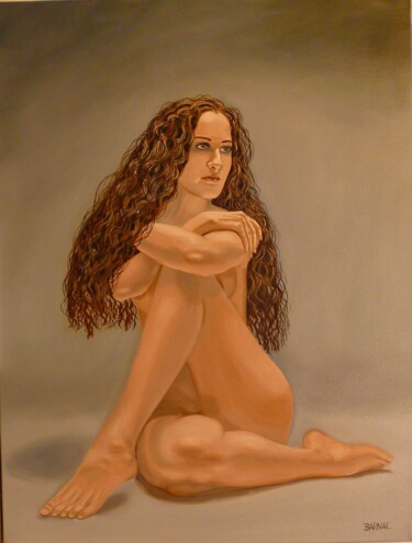 Картина под названием "Letti   / female nu…" - Erzsebet Barna, Подлинное произведение искусства, Масло Установлен на Деревян…