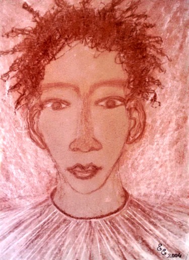 Drawing titled "An african boy" by Erzsébet Engi, Original Artwork, Chalk
