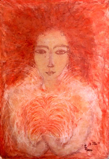 Drawing titled "Fire" by Erzsébet Engi, Original Artwork, Chalk