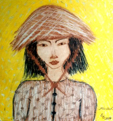 Drawing titled "In China" by Erzsébet Engi, Original Artwork, Chalk