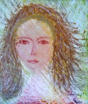 Drawing titled "Golden hair" by Erzsébet Engi, Original Artwork, Chalk