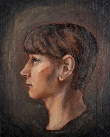 "Portrait of young m…" başlıklı Tablo Elizaveta Akimova (Esanglier) tarafından, Orijinal sanat, Petrol Ahşap Sedye çerçevesi…