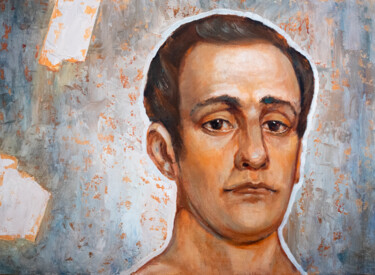 Painting titled "Portrait of Aleksey…" by Elizaveta Akimova (Esanglier), Original Artwork, Oil Mounted on Cardboard