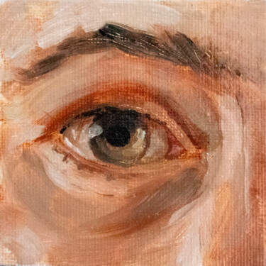 Painting titled "Tiny eye painting II" by Elizaveta Akimova (Esanglier), Original Artwork, Oil Mounted on Other rigid panel