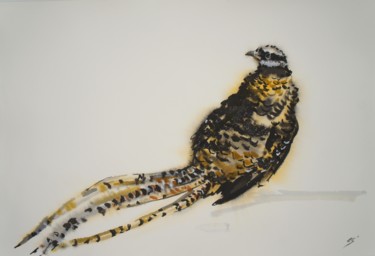 Картина под названием "Royal pheasant" - Елена Санина, Подлинное произведение искусства, Акварель