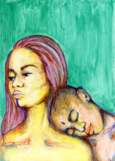 Painting titled "Sorry love" by Esbardallou, Original Artwork, Watercolor