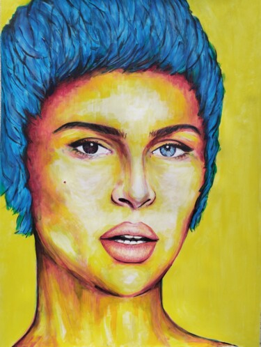 Painting titled "Nathy" by Esbardallou, Original Artwork, Acrylic