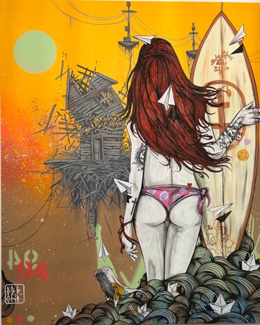Pittura intitolato "Surfing Life" da Esboner, Opera d'arte originale, Acrilico