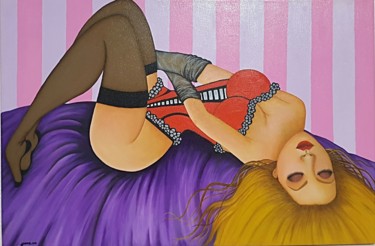 Pintura titulada "En la cama" por Paula De Aguiar, Obra de arte original, Oleo