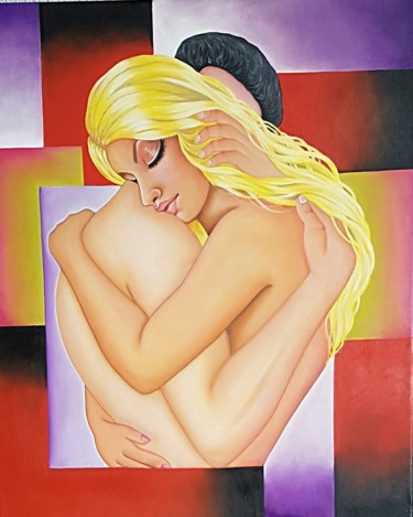 Peinture intitulée "je t'aime" par Paula De Aguiar, Œuvre d'art originale, Huile