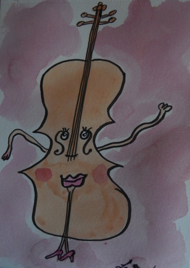 Peinture intitulée "Lilibelle la violon…" par La Venitienne, Œuvre d'art originale