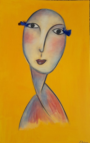 Dessin intitulée "La dame aux cils bl…" par La Venitienne, Œuvre d'art originale, Acrylique