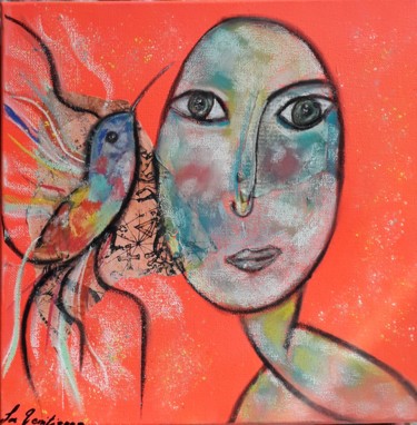 Desenho intitulada "Le colibri" por La Venitienne, Obras de arte originais, Pastel
