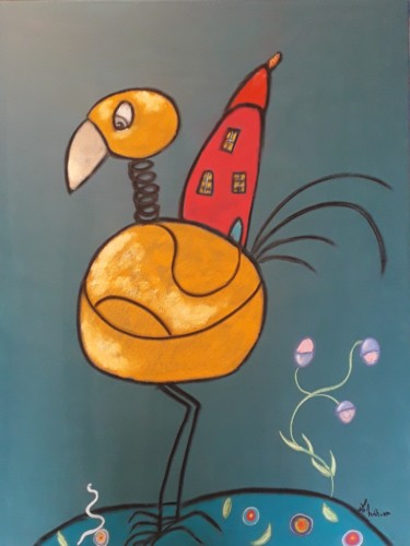 Desenho intitulada "L'oiseau qui portai…" por La Venitienne, Obras de arte originais, Pastel